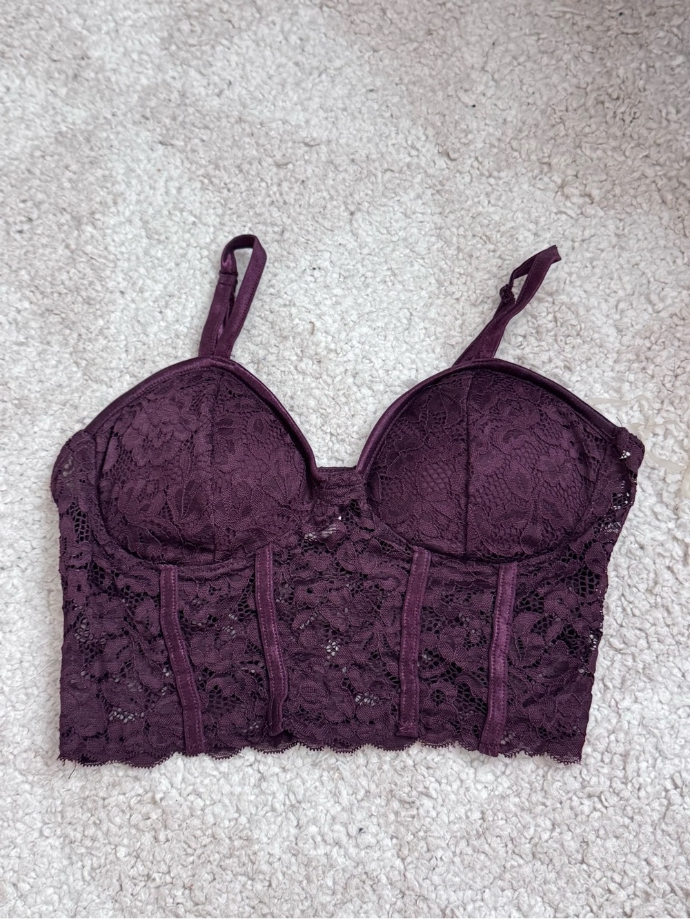 Bozzolo Plum Lace Longline Bralette Medium